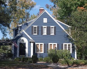 Blue wooded siding house