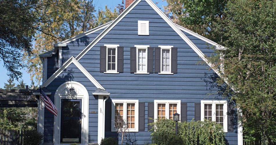 Blue wooded siding house